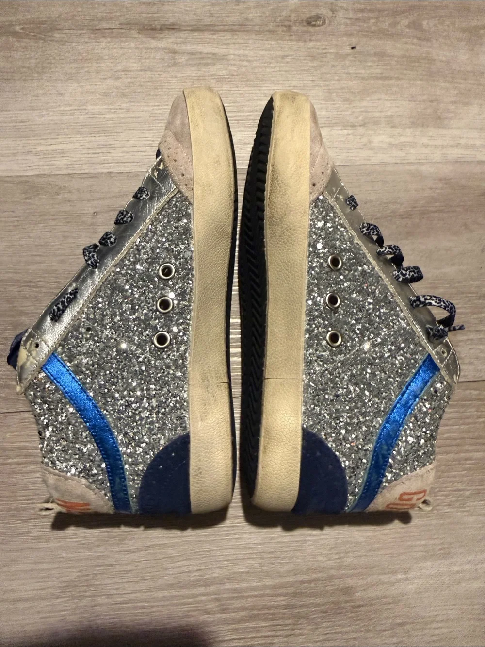 Golden Goose mid star beige/ navy sneakers size 40